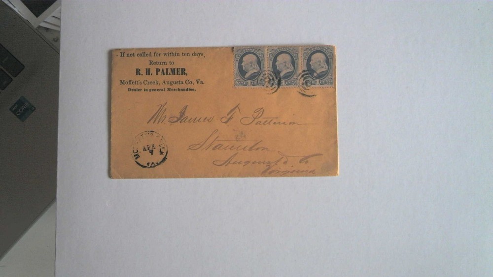 Us 1800'S Commercial Cover W/1 Cent Strip Of Three