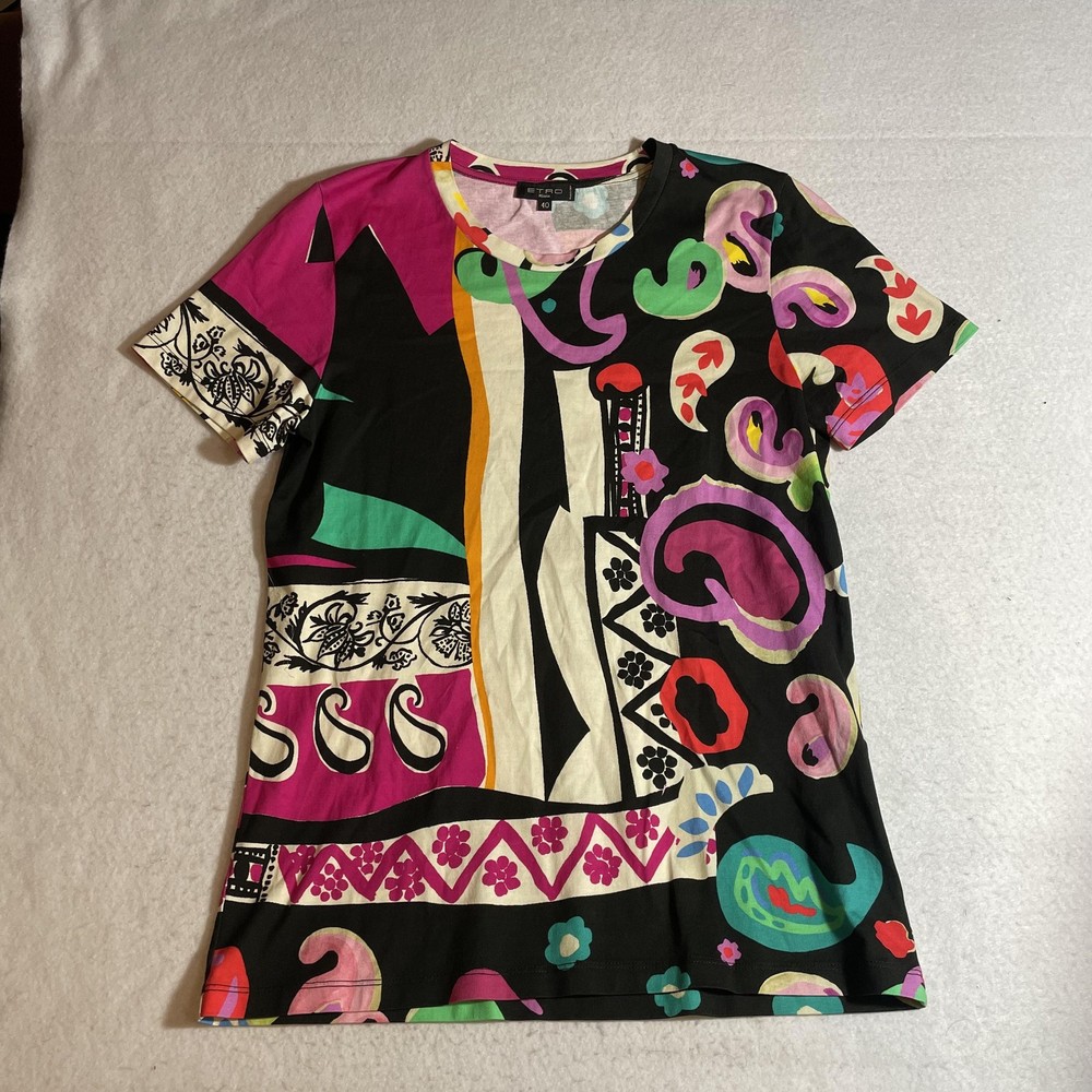 Etro Shirt Womens 40 Abstract Paisley Made in Italy Milano Graphic-image