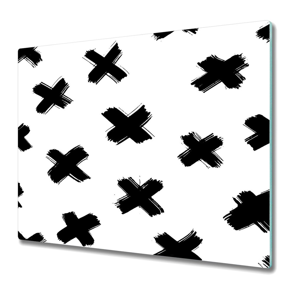 Glass Cutting Board Worktop Saver X brush strokes simple black white Art 60x52