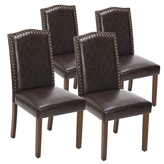 Modern Upholstered Leather Dining Chairs Set of 4