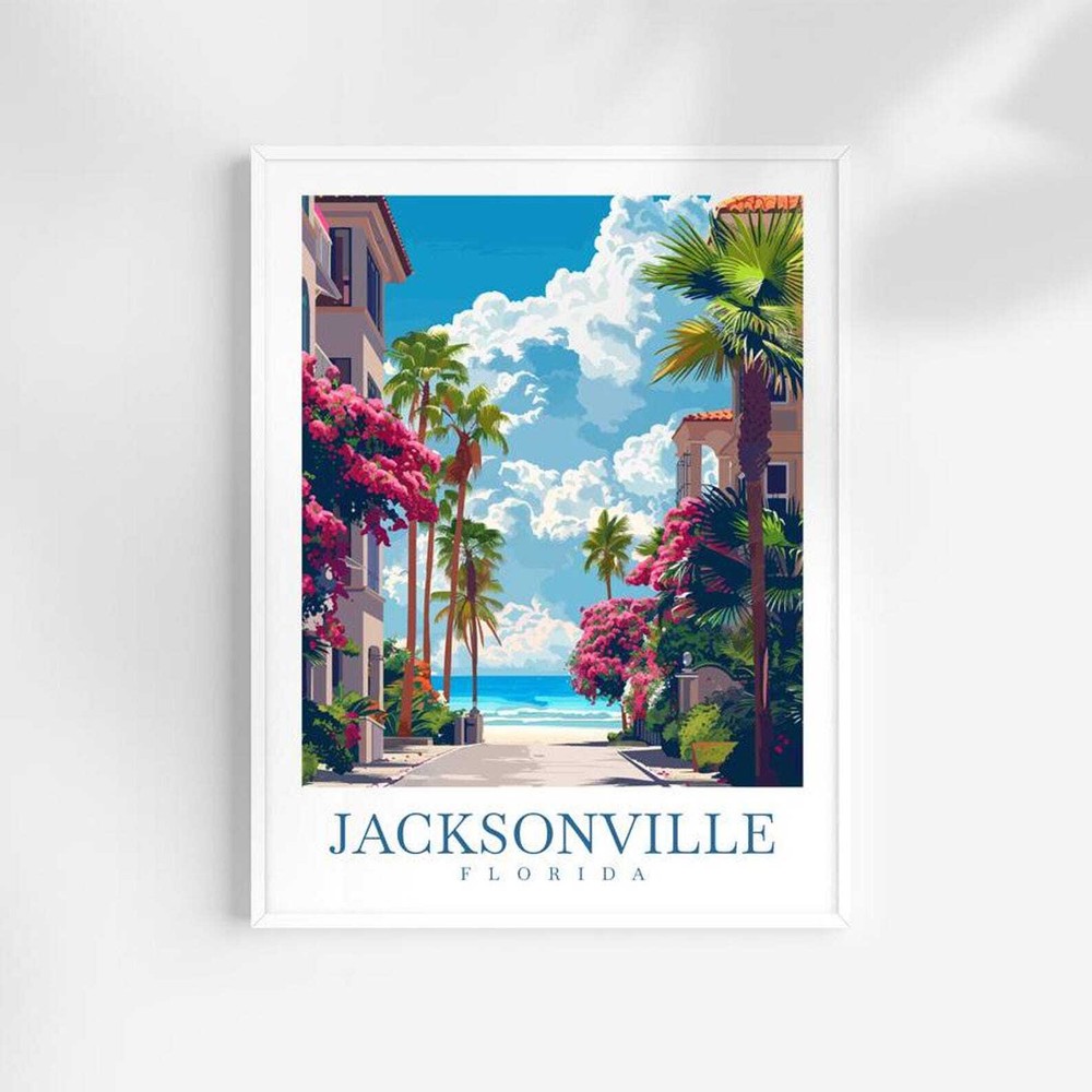 Jacksonville Travel Print Jacksonville Poster Wall Art Florida Wall Hanging