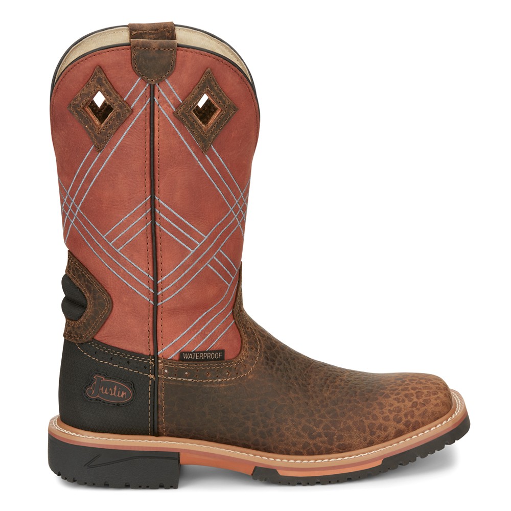 Justin Dalhart 12 Inch Slip Resistant Soft Toe Work Boots for Men