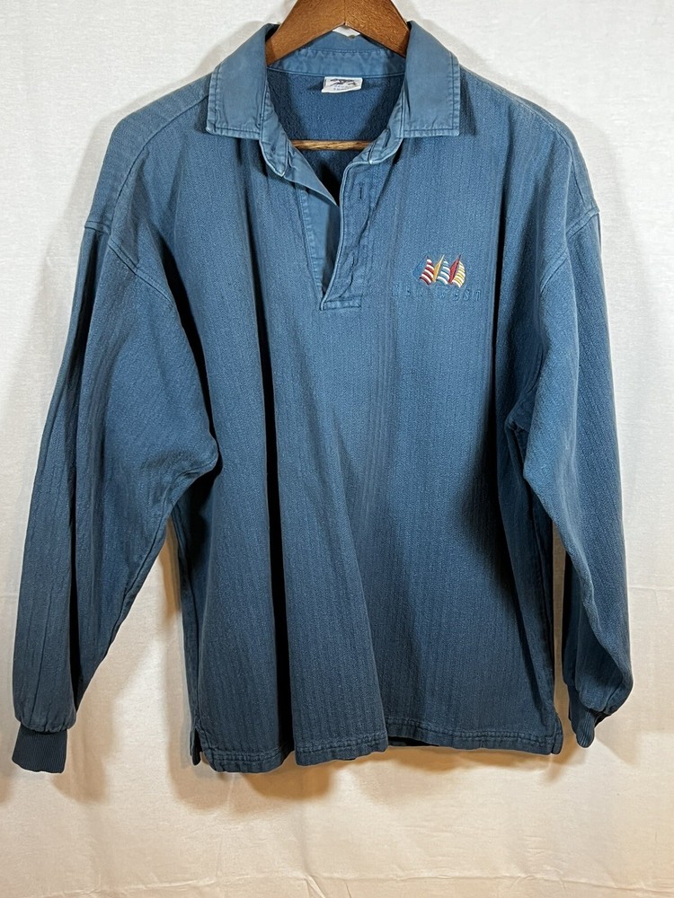 Crazy Shirt Hawaii Vintage Key West Mens Small Long Sleeve Blue