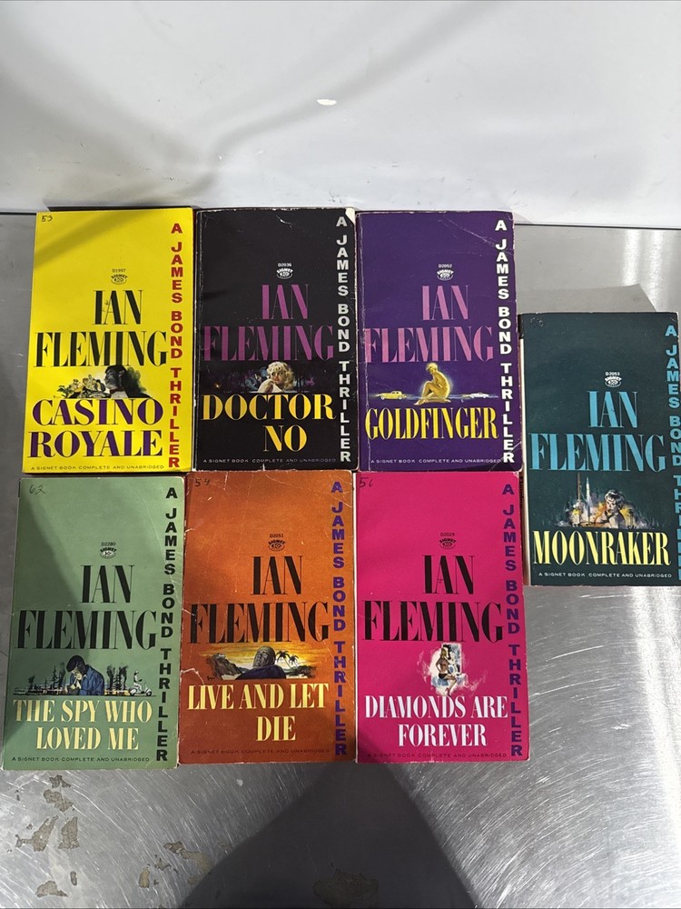 Lot Of 7 Ian Fleming James Bond Signet Books 1963 Complete Unabridged