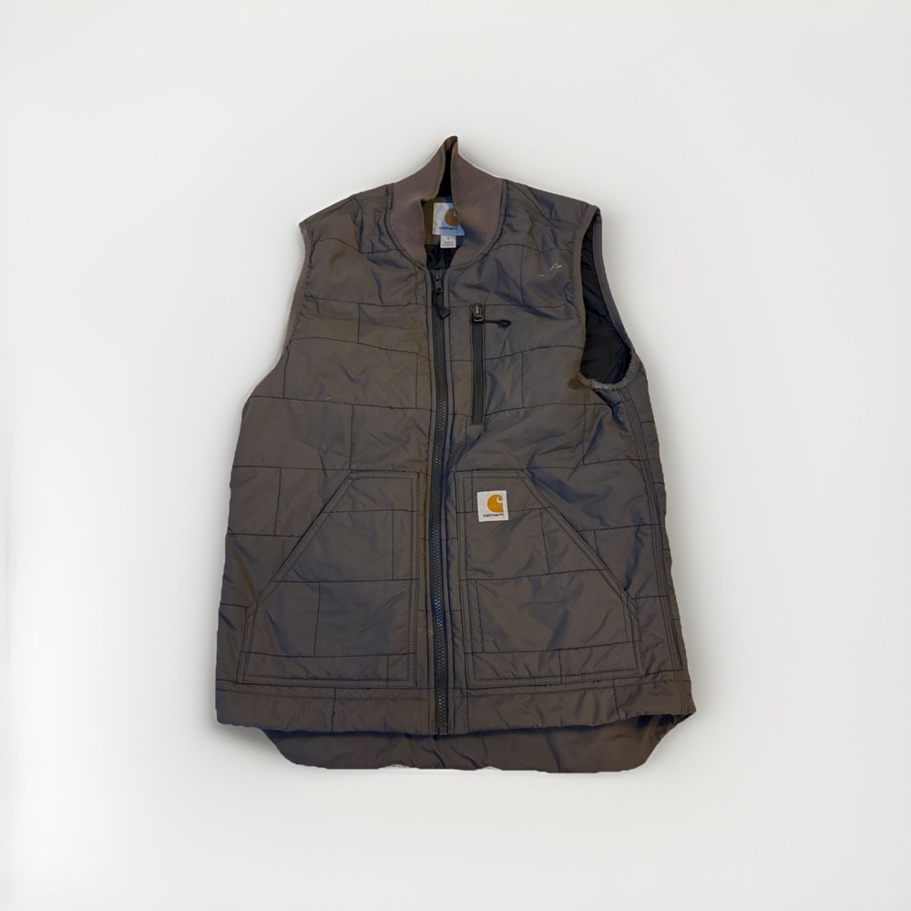 Carhartt Insulated Quilted Vest Full Zip Brown Workwear Size Small