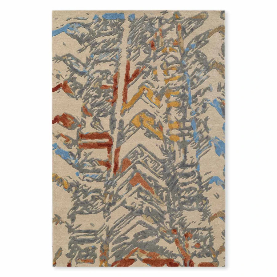 New Handmade Hand Tufted Woollen Rug Color Beige Multi Design Luxury Carpet Rug