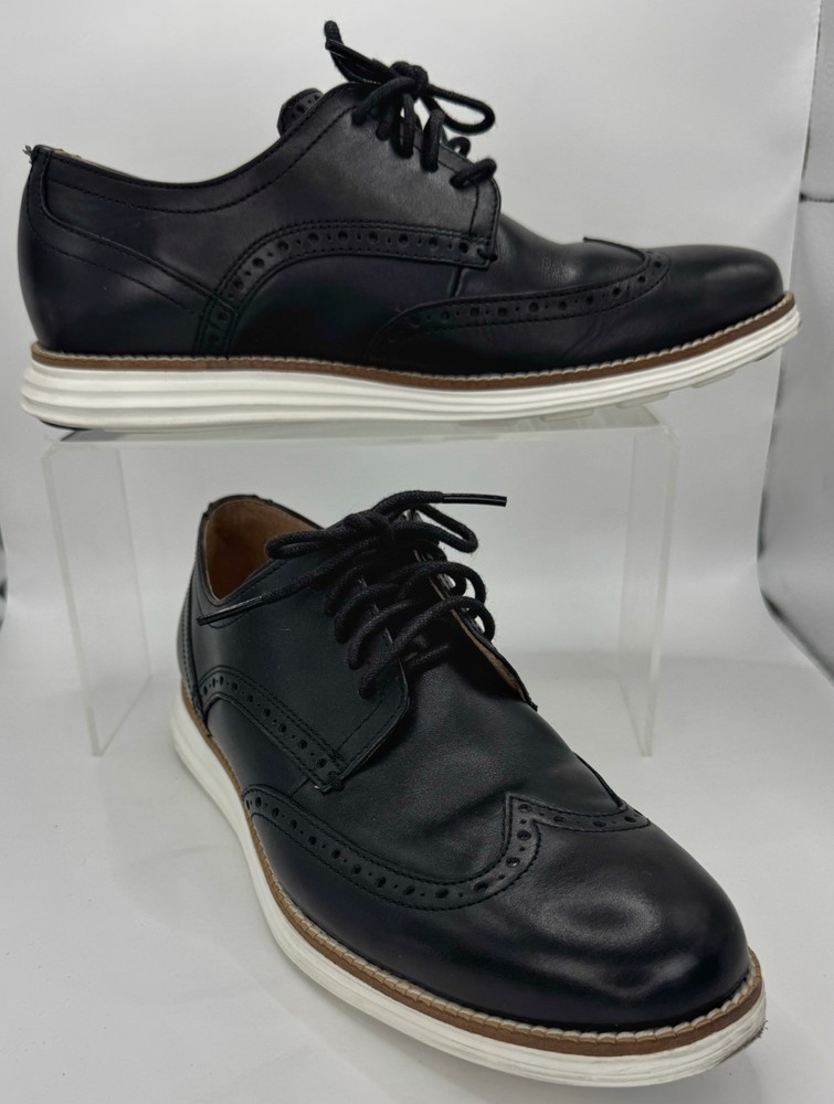 Cole Haan Original Grand Wingtip Oxford Black Leather Shoes Size 8M C26469