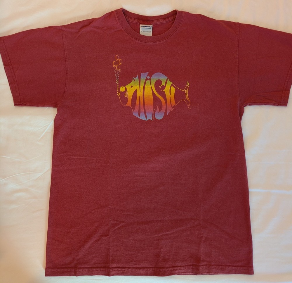 VTG 90's Phish Band T-Shirt Red Medium 1994 Fall Tour Single Stitch Rainbow Fish