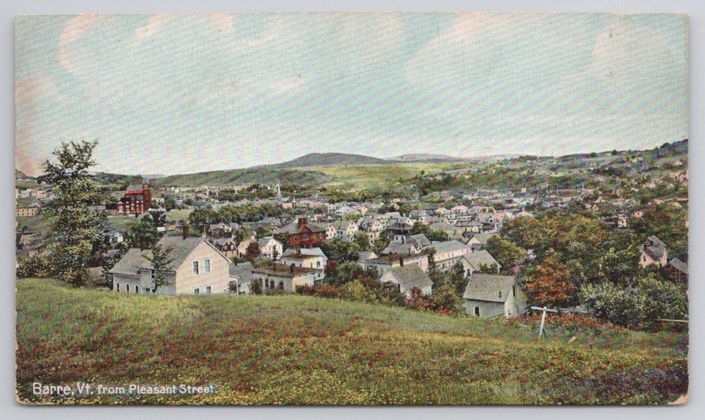 Barre VT from Pleasant Street Vintage Postcard Hugh C. Leighton Co. 1910s