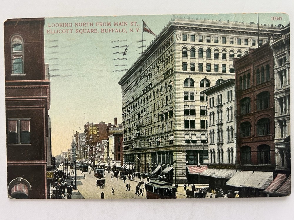 Looking North From Main Street Ellicott Square Buffalo New York NY Postcard 1911
