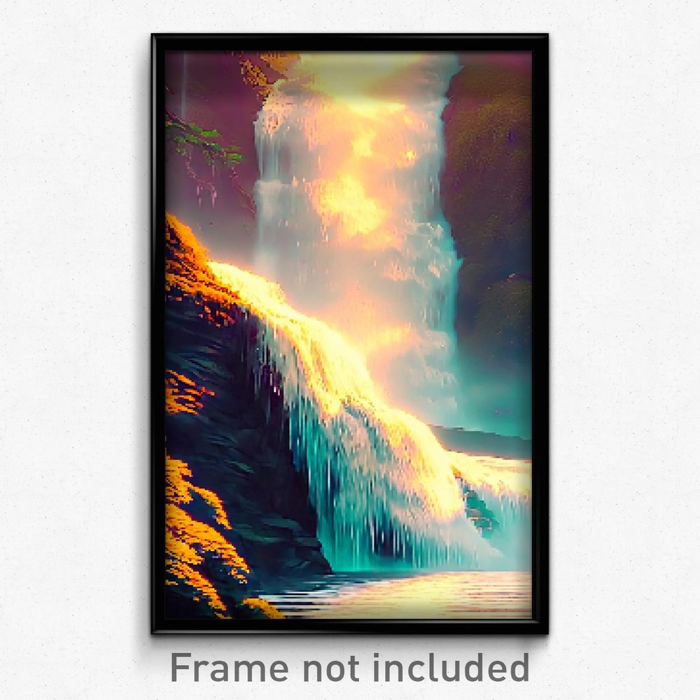 Pixel Art Poster - Brisk Cascade (8 Bit Psychedelic Trippy Video Game Print)