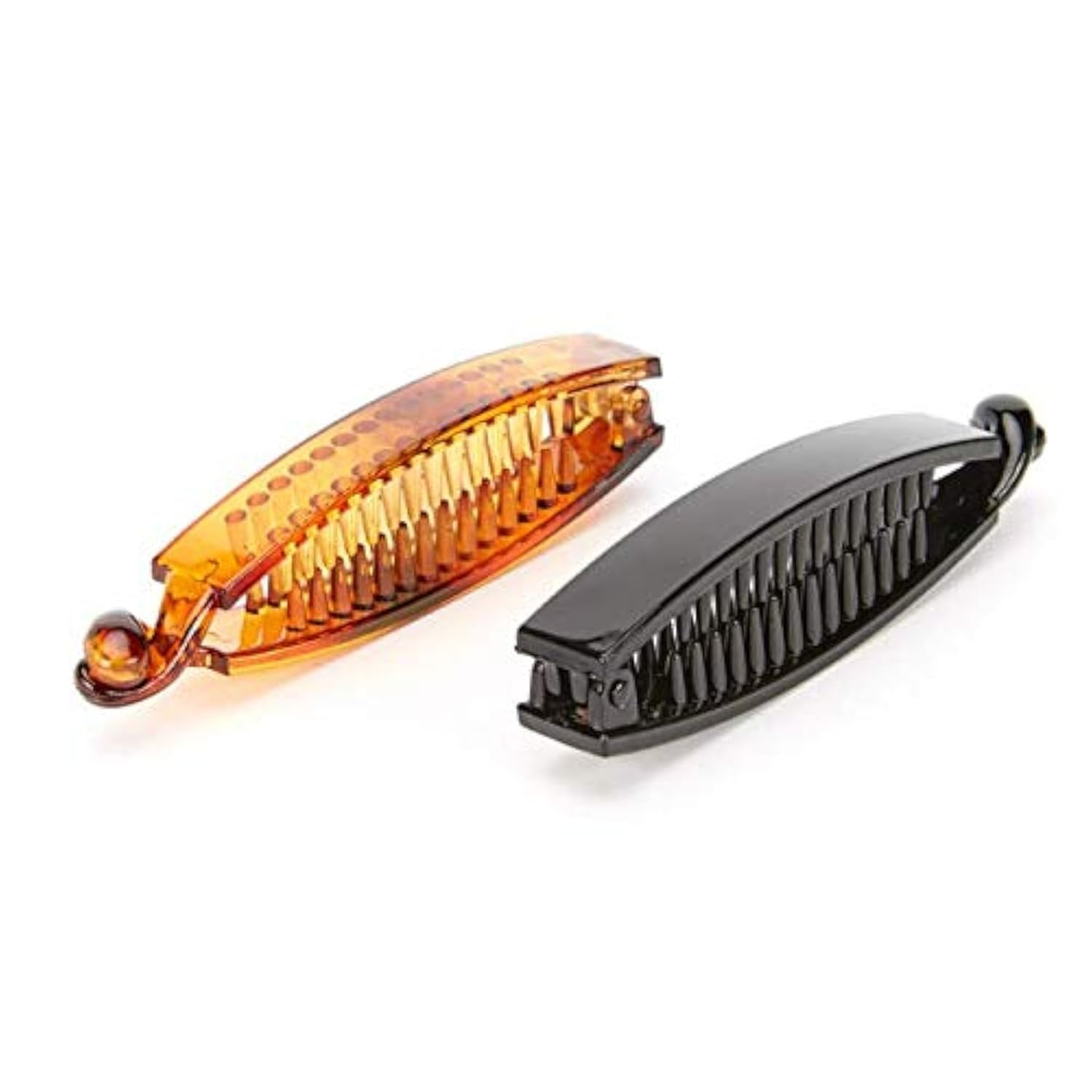 2 Pcs Banana Hair Clips for Ponytails, Durable Banana Combs for Girls and Women, Stylish Hair Accessory in Black