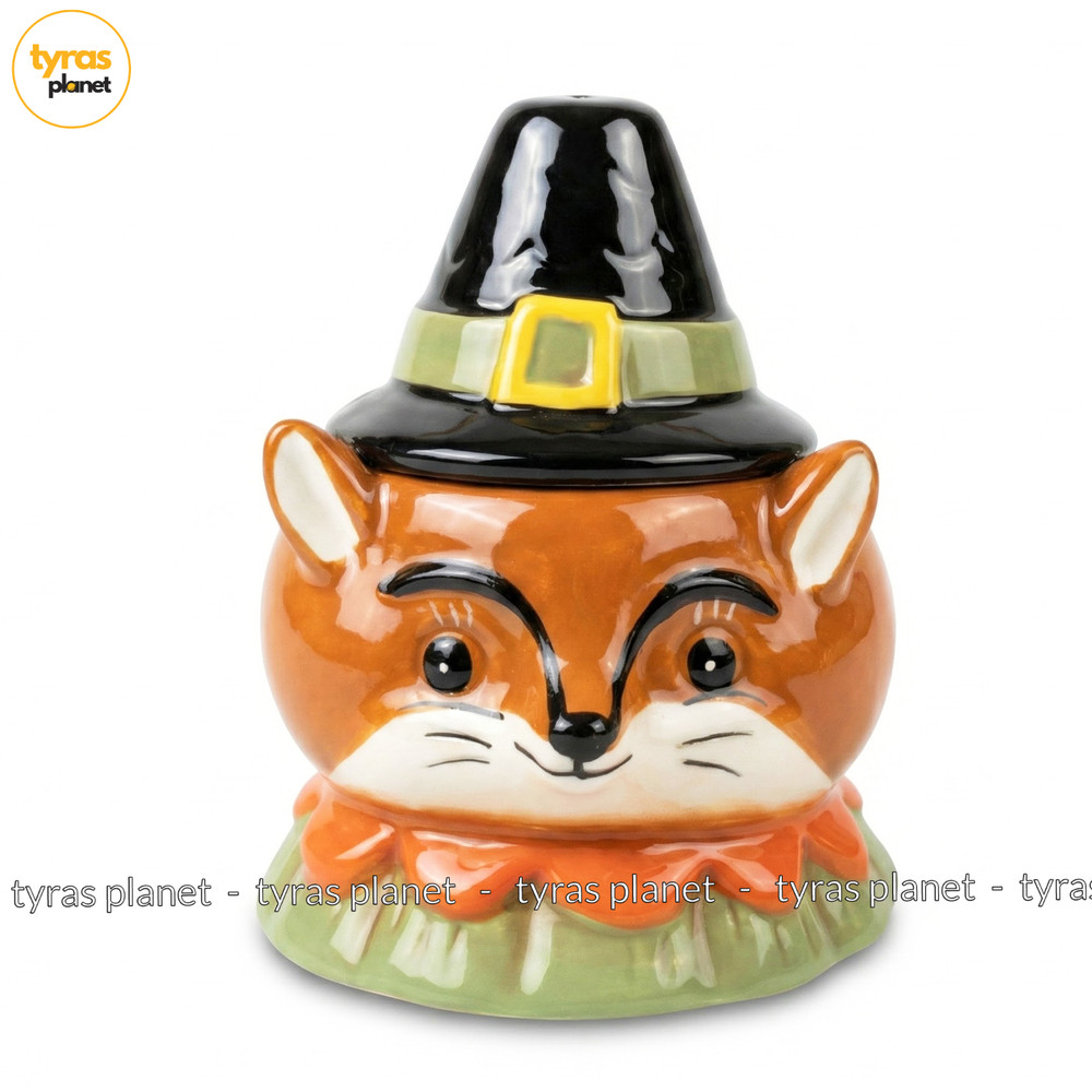 Johanna Parker Design Thanksgiving Autumn Pilgrim Fox Critter Bowl W/Lid 5