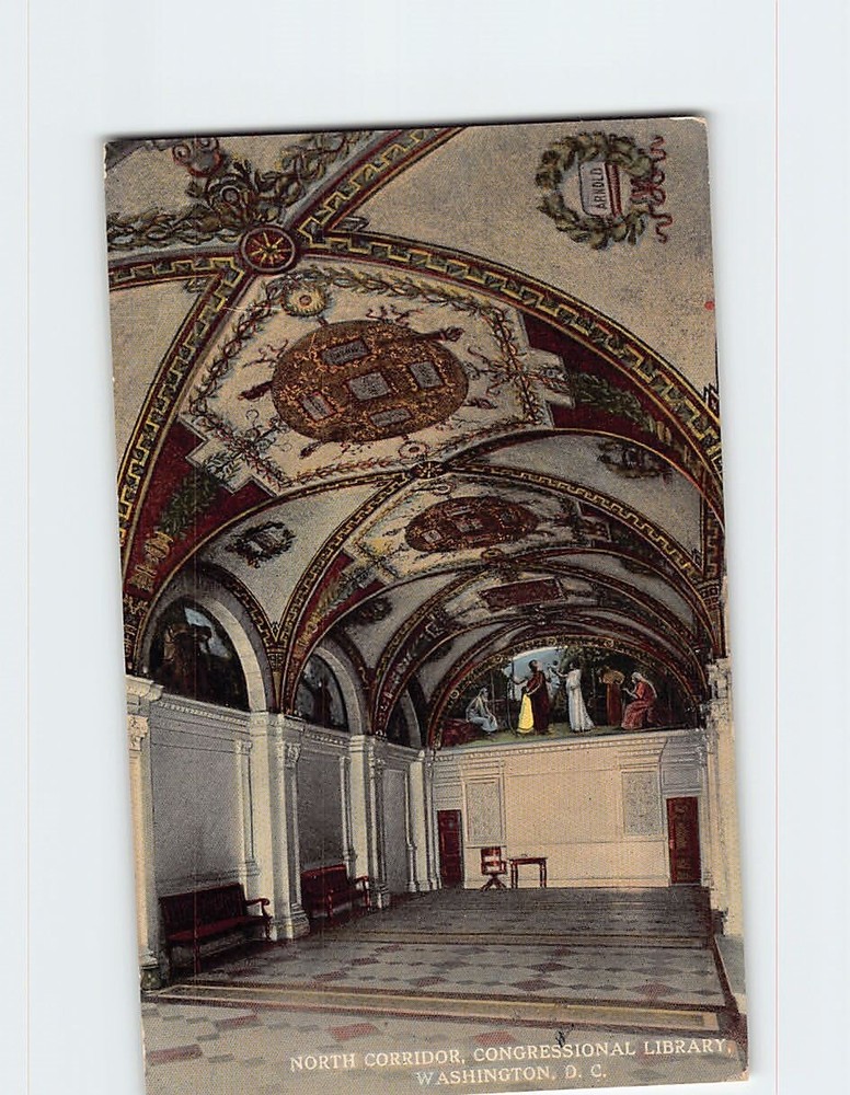 Postcard North Corridor Congressional Library Washington DC USA