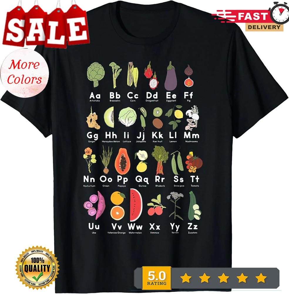 2025/Vegetable Garden Alphabet Gardener Gardening Veggie Unisex T-Shirt