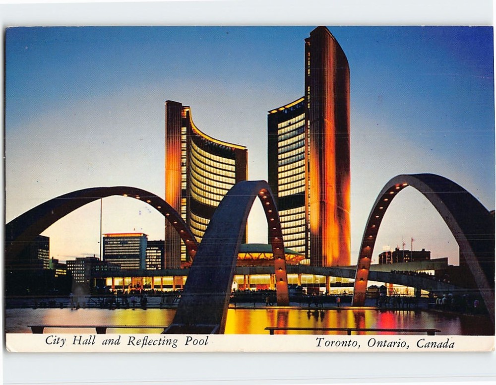 Postcard City Hall & Reflecting Pool Toronto Ontario Canada