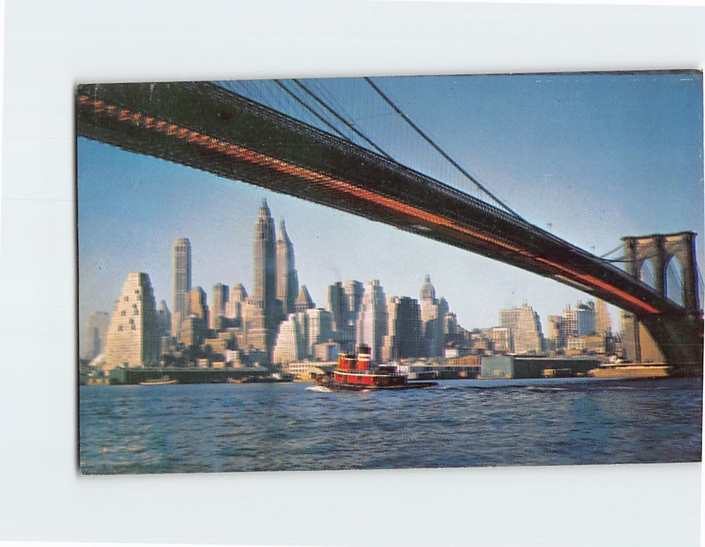 Postcard Brooklyn Bridge East River Manhattan-Brooklyn NYC New York USA