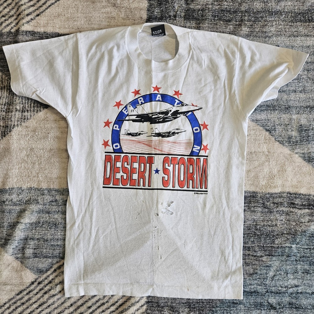 Vintage Operation Desert Storm T-Shirt Single Stitch 1991 Military USA Adult S
