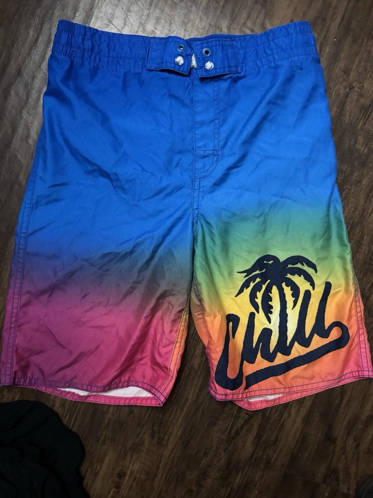 Boys Xl 14/16 Colorful Old Navy Swim Trunks “chill”