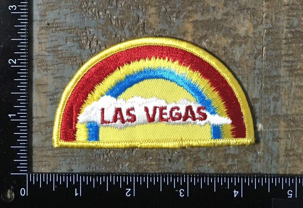 Vintage LAS VEGAS Rainbow Cloud Nevada Travel Souvenir Iron-On Patch 1970’s