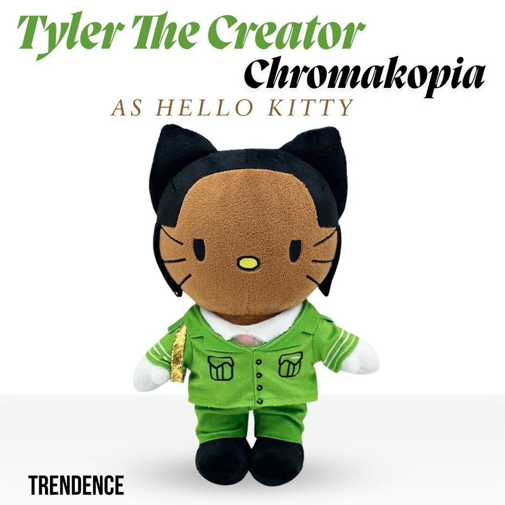 26cm Tyler The Creator Chromakopia Hello Kitty Green Suit Plush Doll Plushie Toy