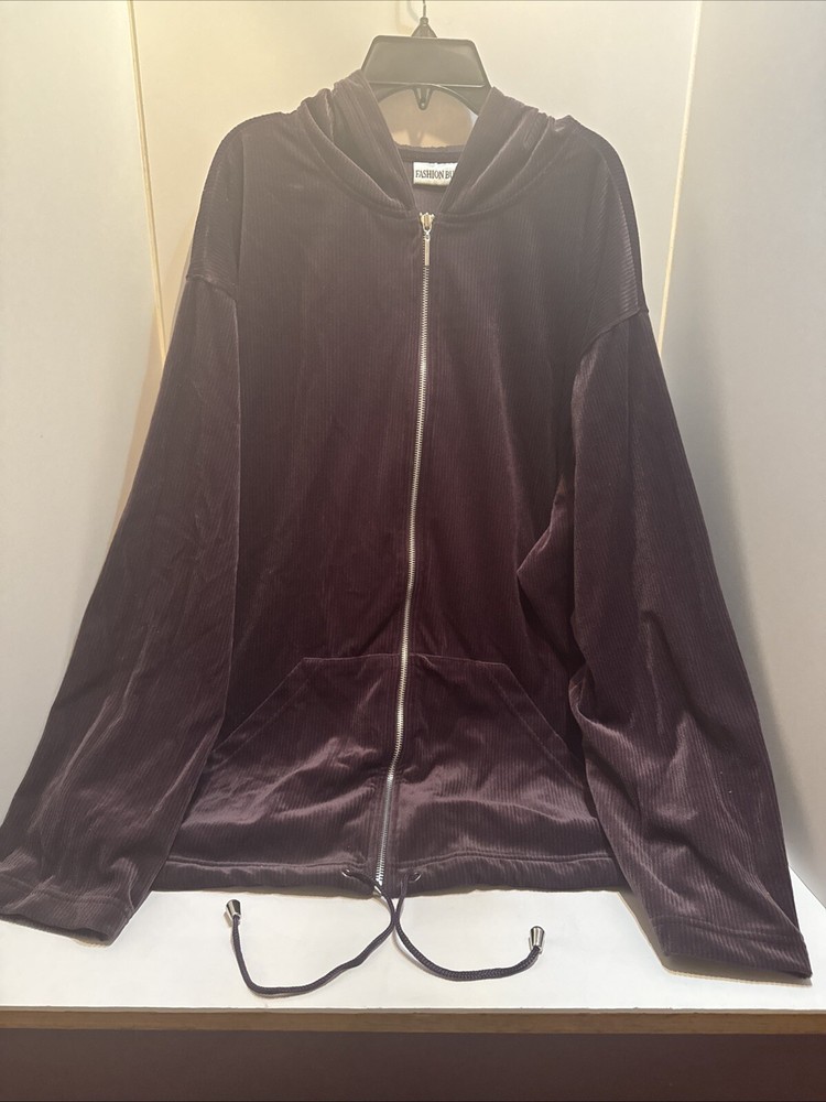 Fashion Bug Zip Up Hooded Light Weight Jacket/Top Plus Size 26/28 (Plum)