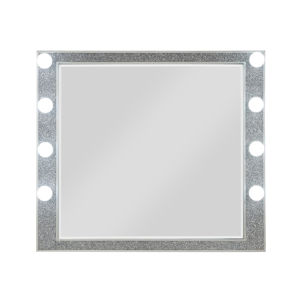 ACME Sliverfluff Mirror w/Light,Mirrored & Champagne Finish BD00245