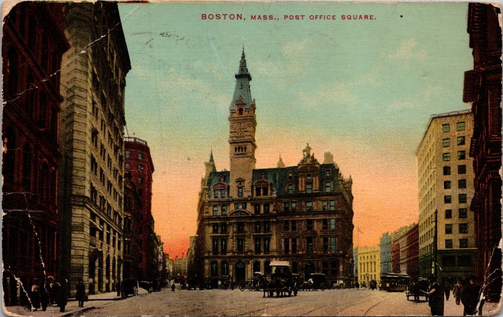 Boston Massachusetts MA Post Office Square Street View Postcard