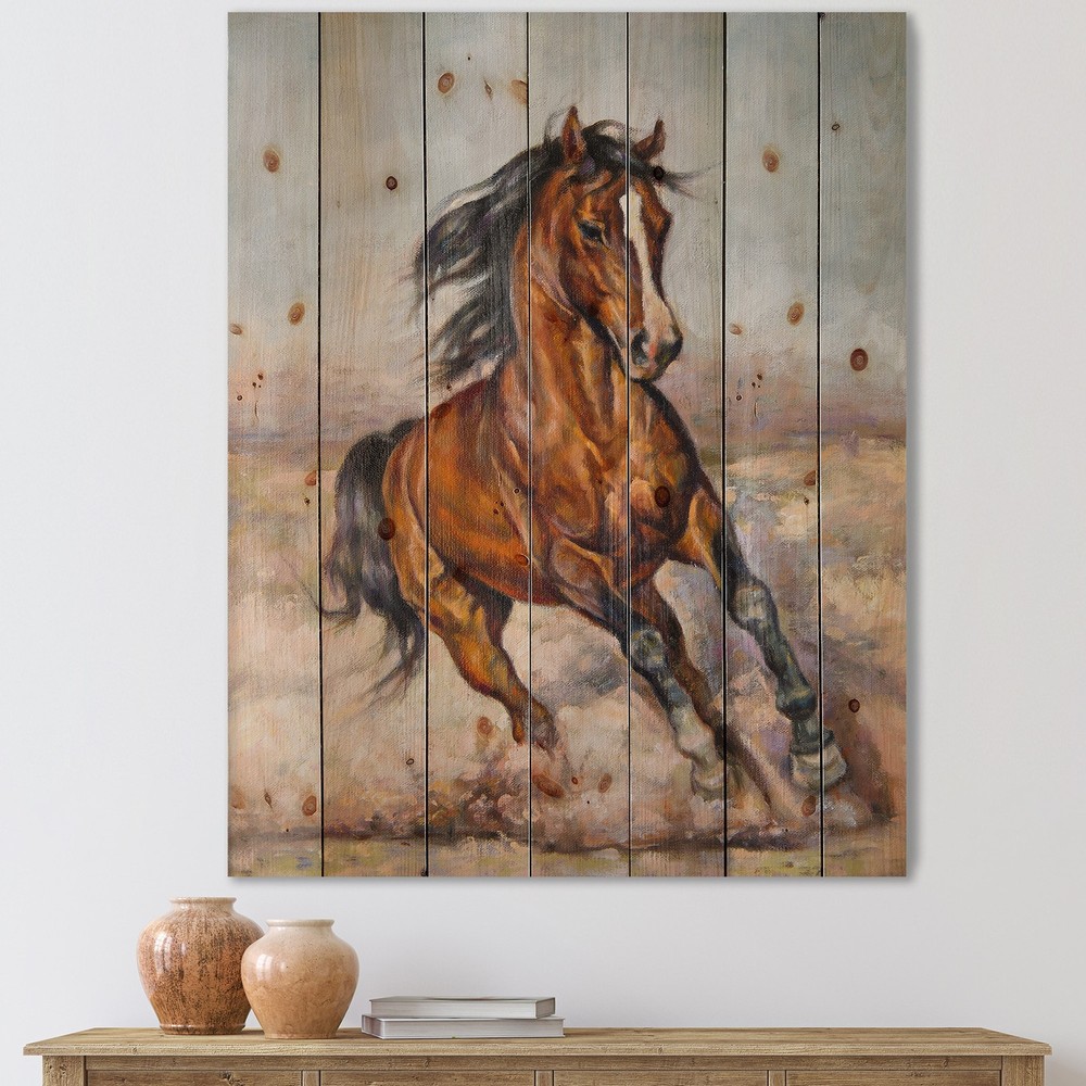 Designart 'Painting Of A Horse In The Race' Farmhouse Print