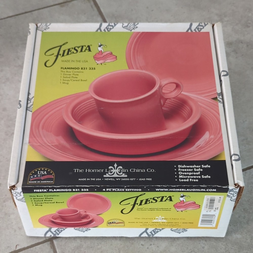 Empty Box Only Fiesta Flamingo 4 Piece Dinner Box
