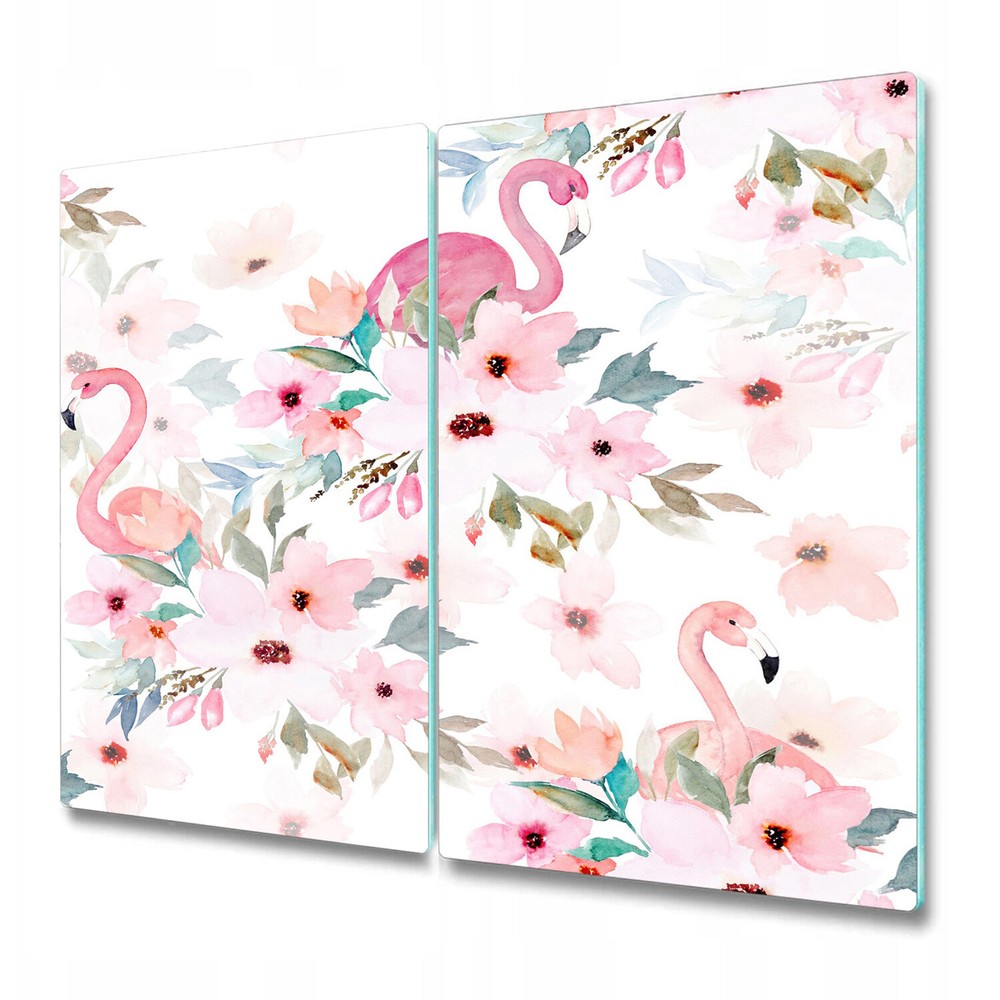Glass Induction Ceramic Hob Cover Flowers Flamingo floral abstract painting