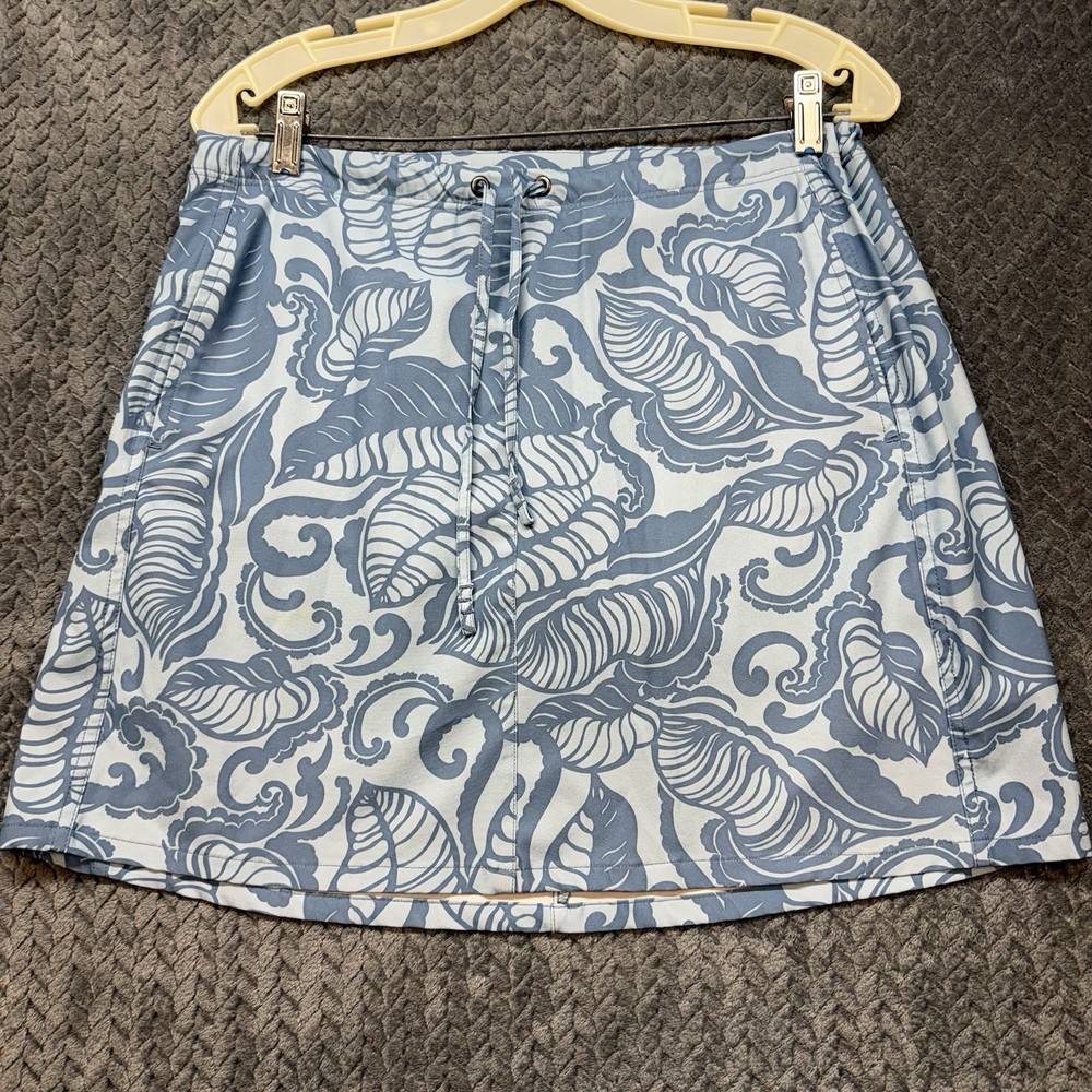 Title Nine Women Athletic Skort Blue Gray Floral Built In Shorts Size 6 Stretch