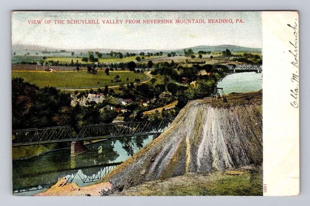 Reading PA-Pennsylvania Schuylkill Valley Neversink Mountain Vintage Postcard