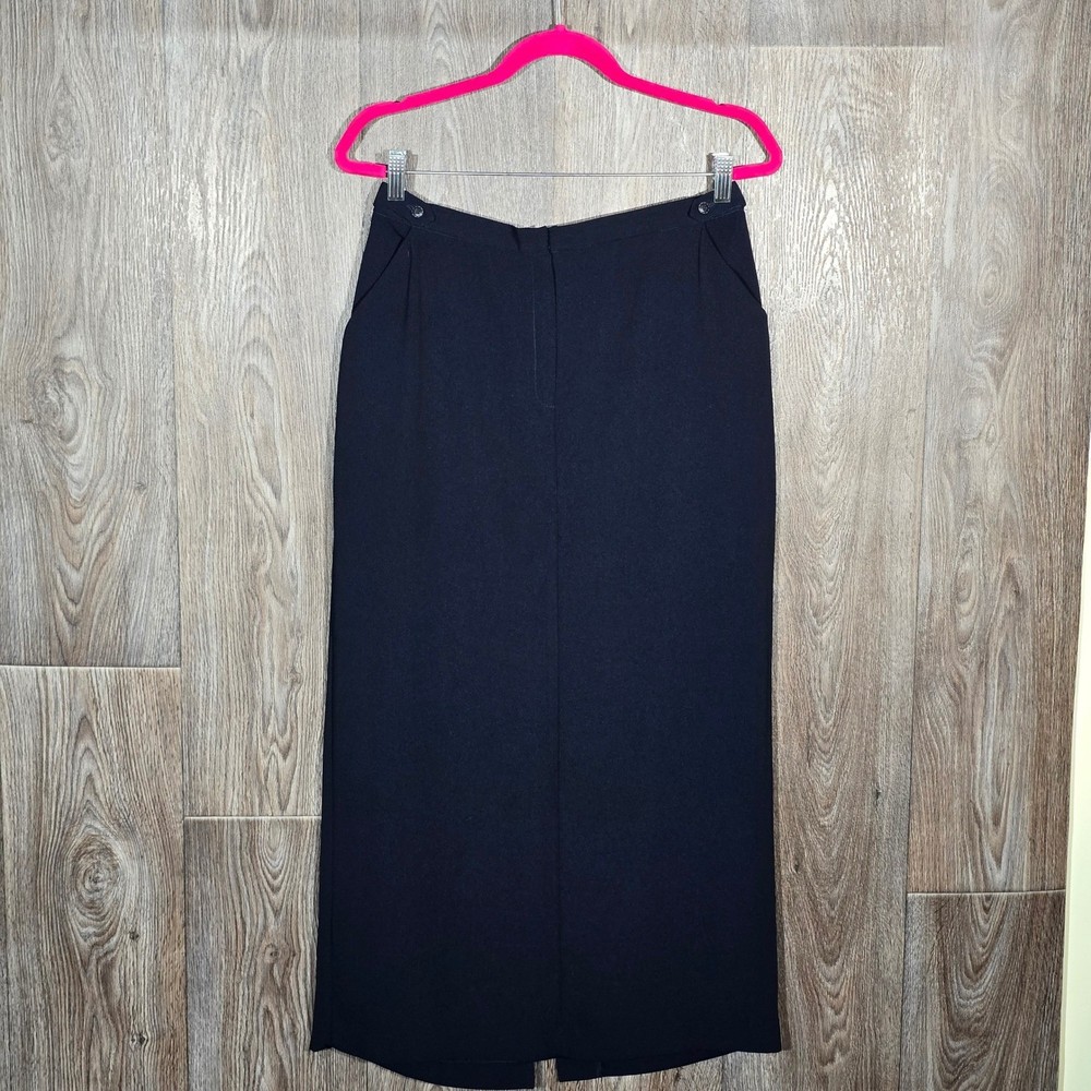Norton Mcnaughton Navy Blue Maxi Skirt Pleated Front Womens Size 12