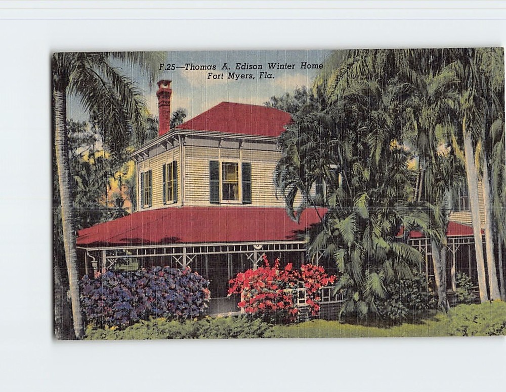 Postcard Thomas A. Edison Winter Home Fort Myers Florida USA