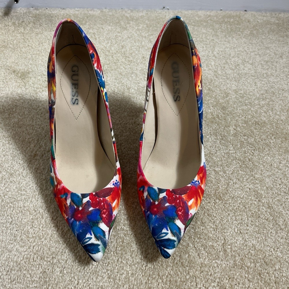 GUESS RoseMari Floral Satin Fabric High Heel Stiletto Sexy Pumps Size 7