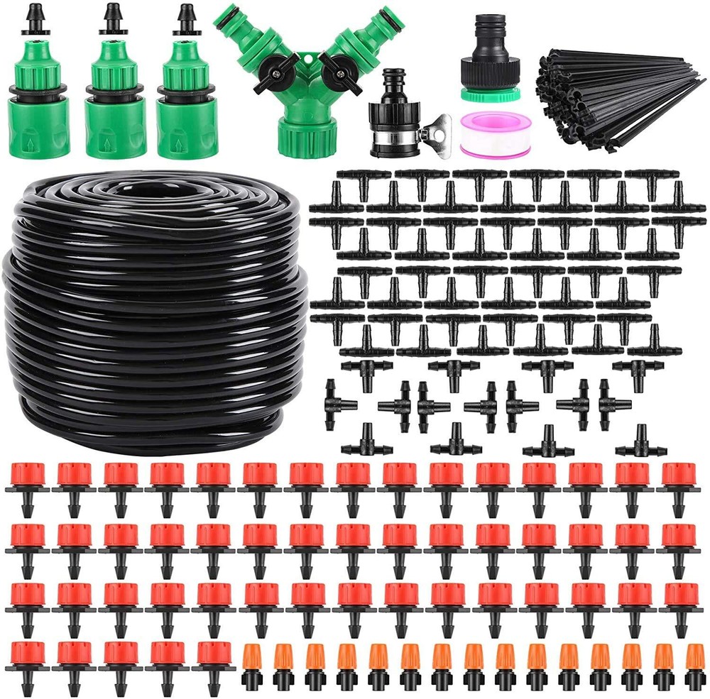 Garden Automatic Irrigation System 164FT 200 Pack Drip Irrigation Kit 1/4