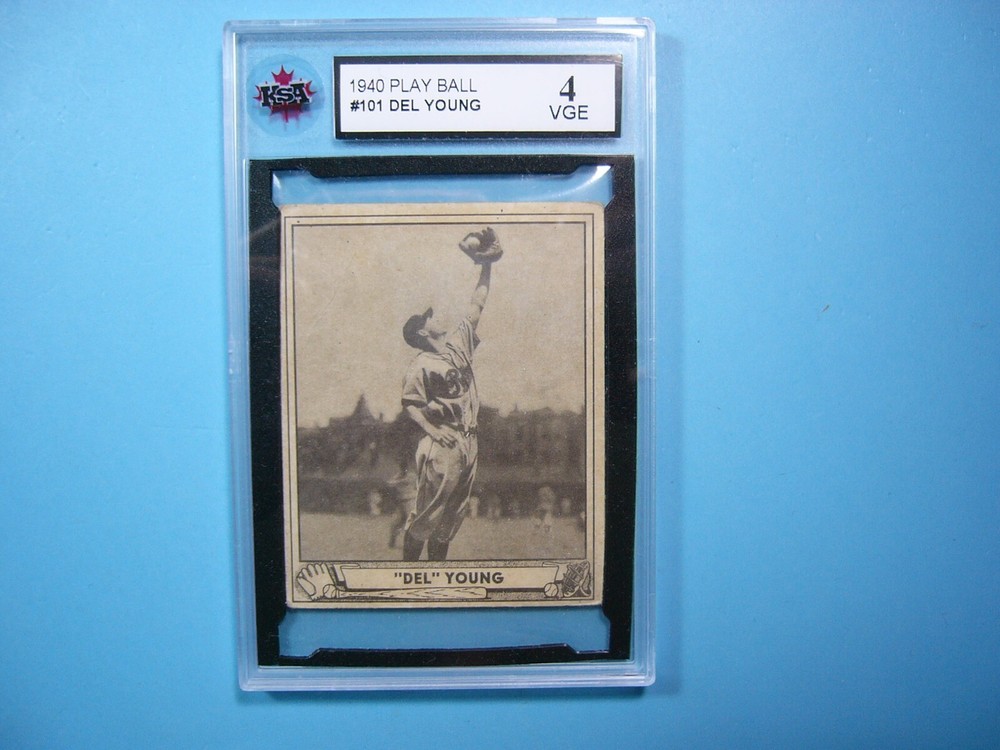1940 Play Ball Gum MLB Baseball Card #101 Del Young KSA 4 VG/EX Condition