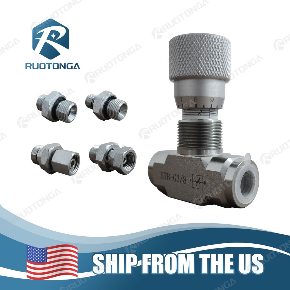 Hydraulic Flow Control Valve - STB-G3/8 - Mini Excavator - AGT - USA-3/8