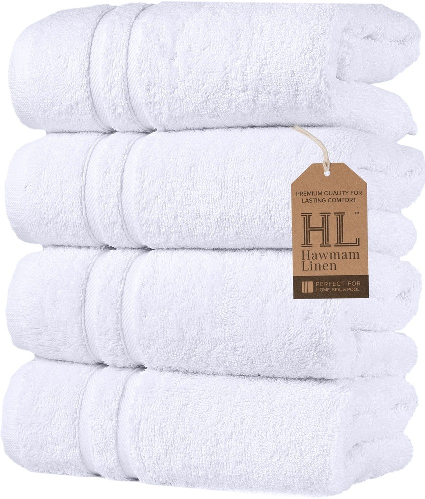Premium 16x29 Inch Turkish Cotton Hand Towels Set of 4 - Ultra Absorbent White