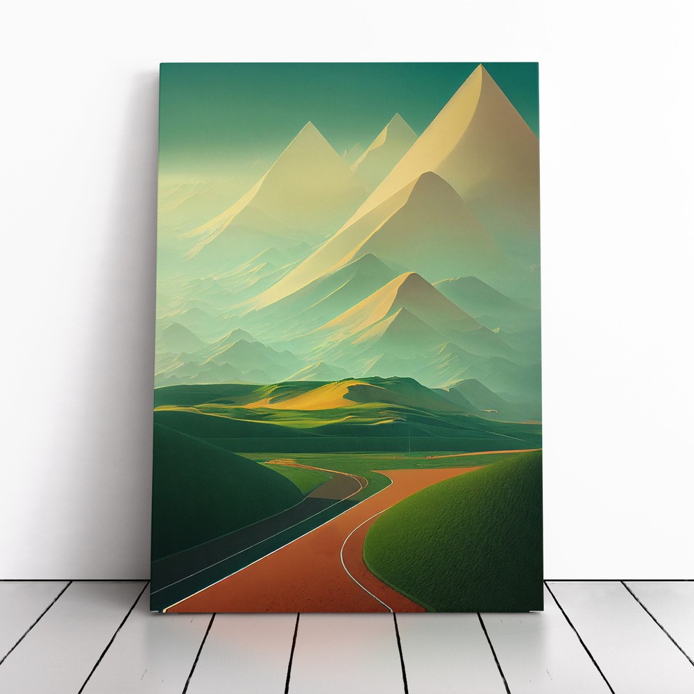 Tranquil Mountain Landscape No.1 Canvas Wall Art Print Framed Picture Home Decor