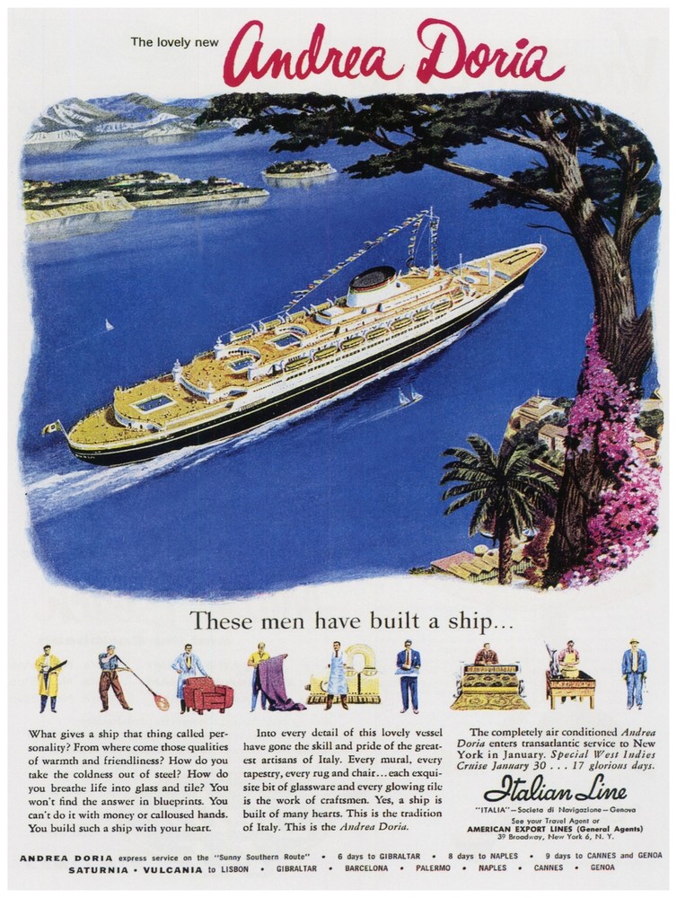 5524.Decoration Poster.Room design.Andrea Doria.Cruise ship.Italian Line.Decor