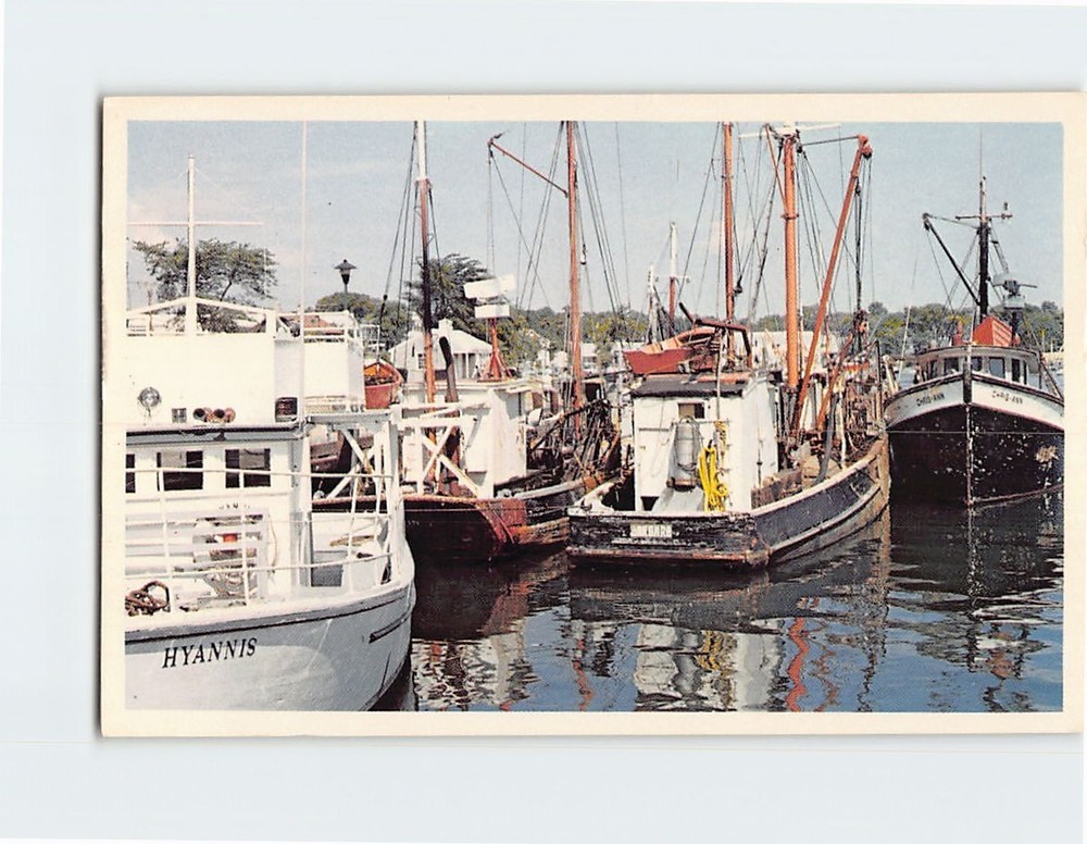 Postcard Part of the Commercial Fishing Fleet Cape Cod Massachusetts USA