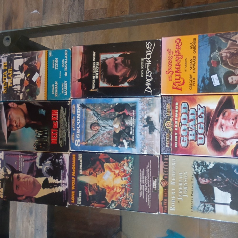 Lot of 9 WESTERN & CLASSIC VHS Tapes - Robert Redford,Clint Eastwood etc.