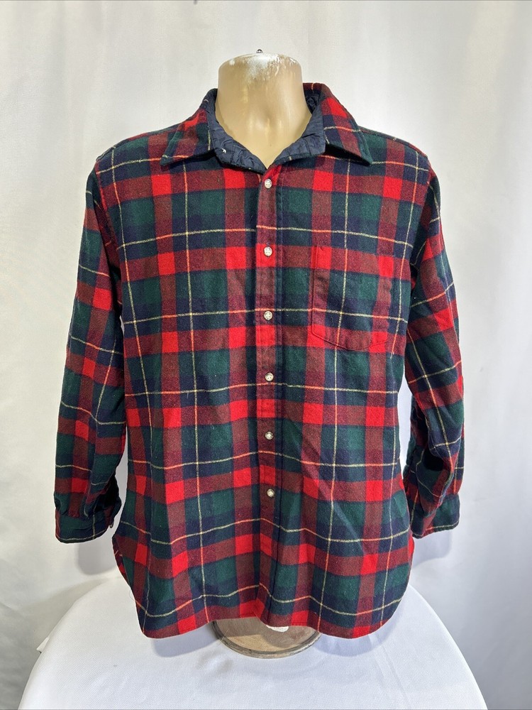 Vintage Pendleton Kilgore Tartan Plaid Virgin Wool Button-Up Shirt-L See Picture