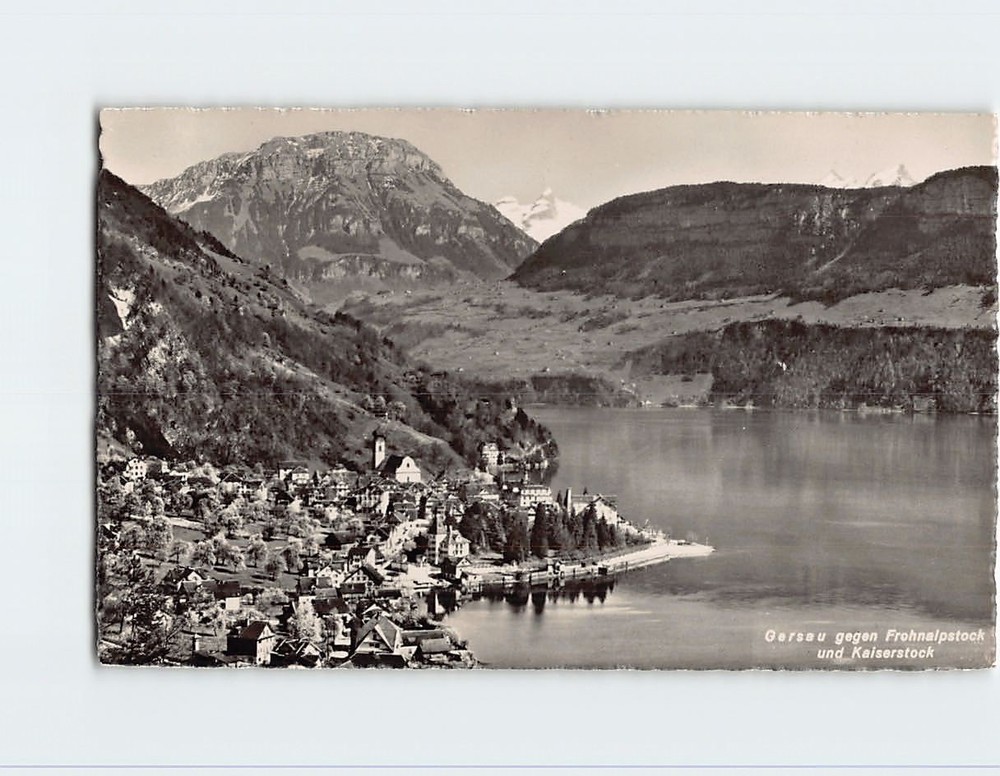 Postcard Aerial View Village of Gersau Lake Lucerne Switzerland