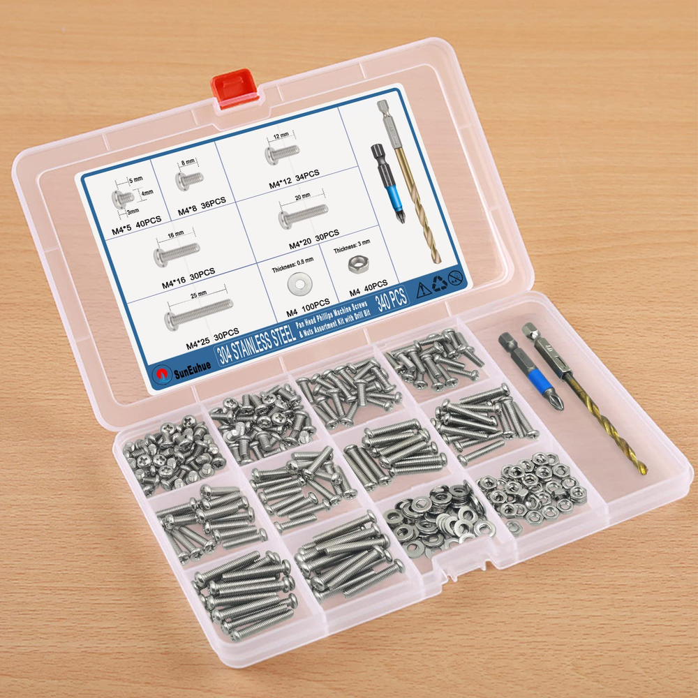 Screw & Bolt Assortment Sets - 340PCS Stainless Steel Nuts and Bolts Assortment