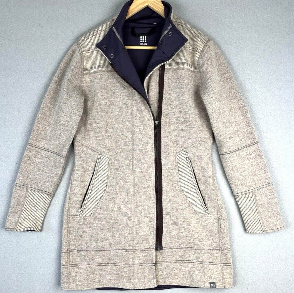 Title Nine Sweater Womens SMALL Gray Wool Blend Knit Full Zip Jacket