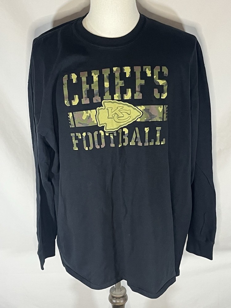 NFL Team Apparel Kansas City Chiefs Camouflage Logo Mens Long Sleeve Shirt 2XL
