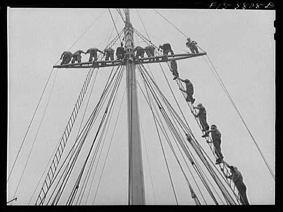 Hoffman Island Staten Island NY 1910s Merchant Marine Training Rigging Exercise